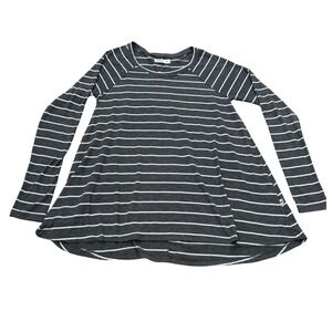 Hollister Gray White Striped Long Sleeve Swing Tunic Top Womens‎ Medium M